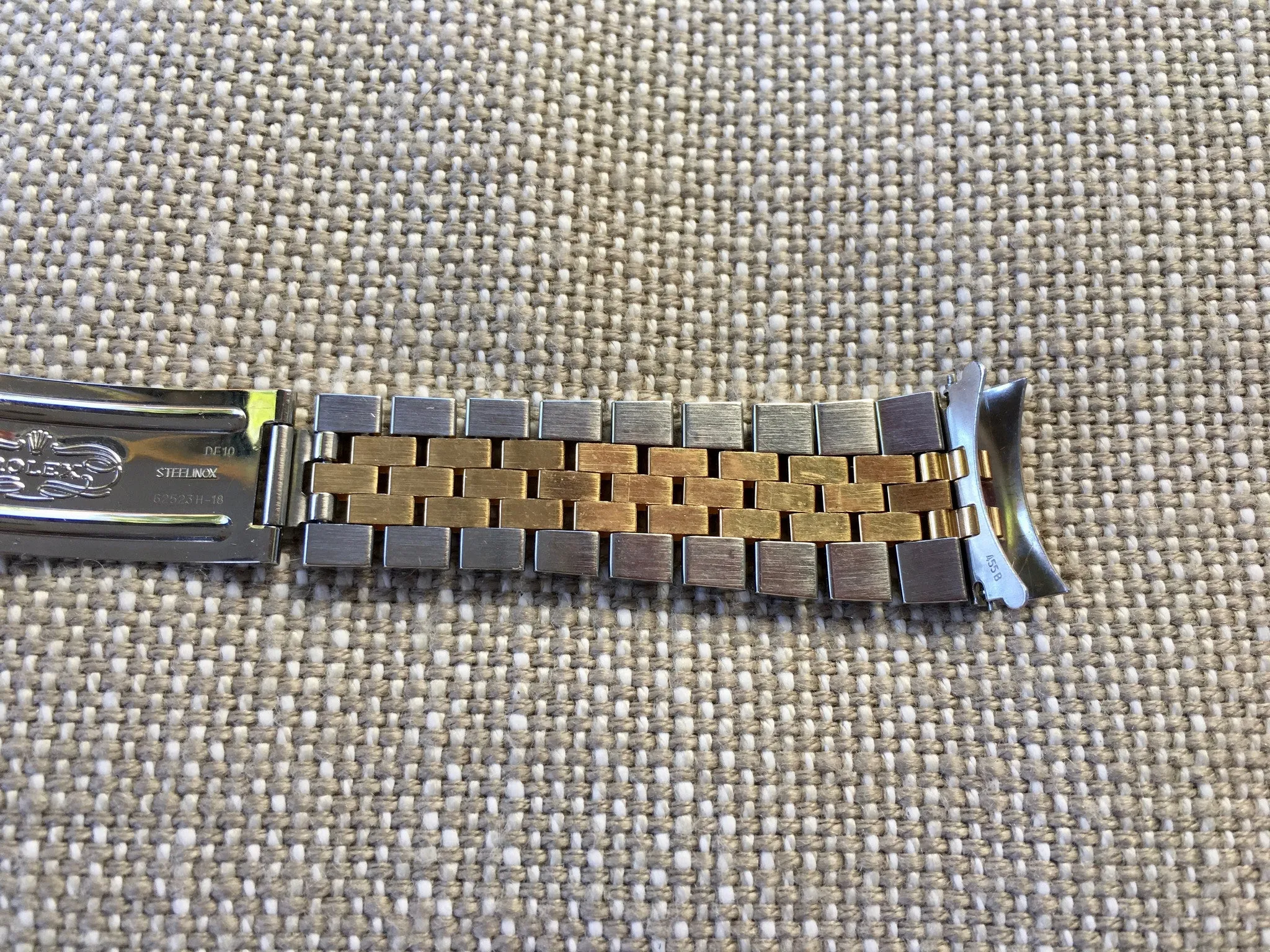 Rolex Jubilee 62523H-18 Two Tone Steel 18K Gold 455 B Ends Bracelet 7.25"