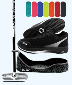 Rookie Bundle - Men's Left Hand - Black Fiberglass Broom -  Black Voltaje Shoes - Choice of Pad Colour