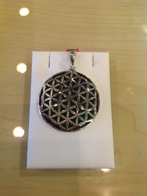 Round Geometric Design Sterling Silver Pendant