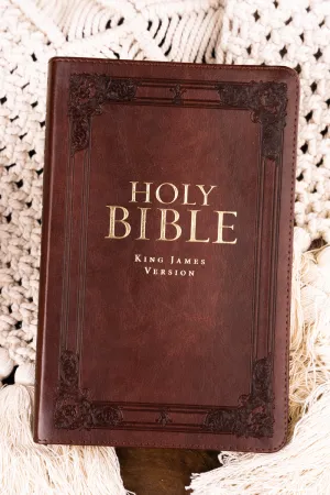 Saddle Tan Faux Leather Deluxe KJV Gift Bible with Thumb Index