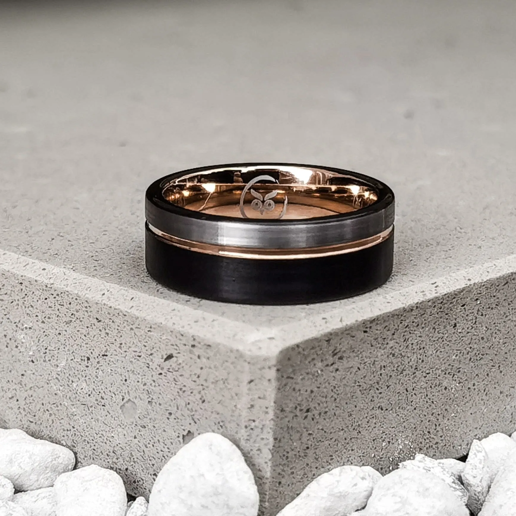 Sadon - Silver, Gold & Black Men's Tungsten Ring