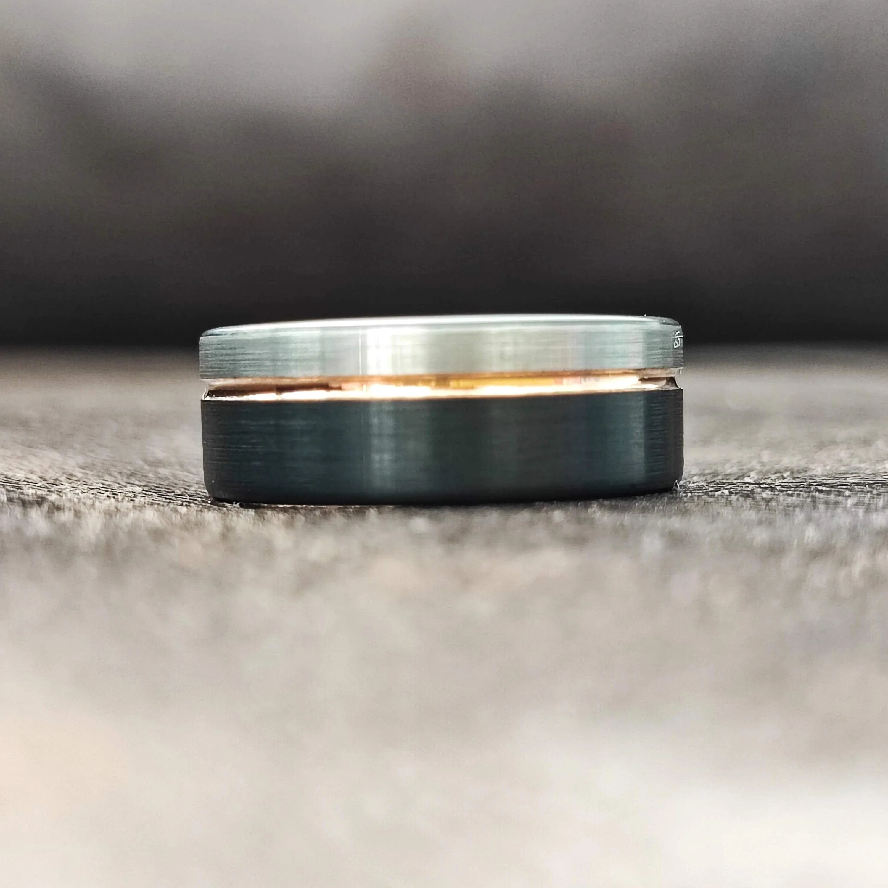 Sadon - Silver, Gold & Black Men's Tungsten Ring