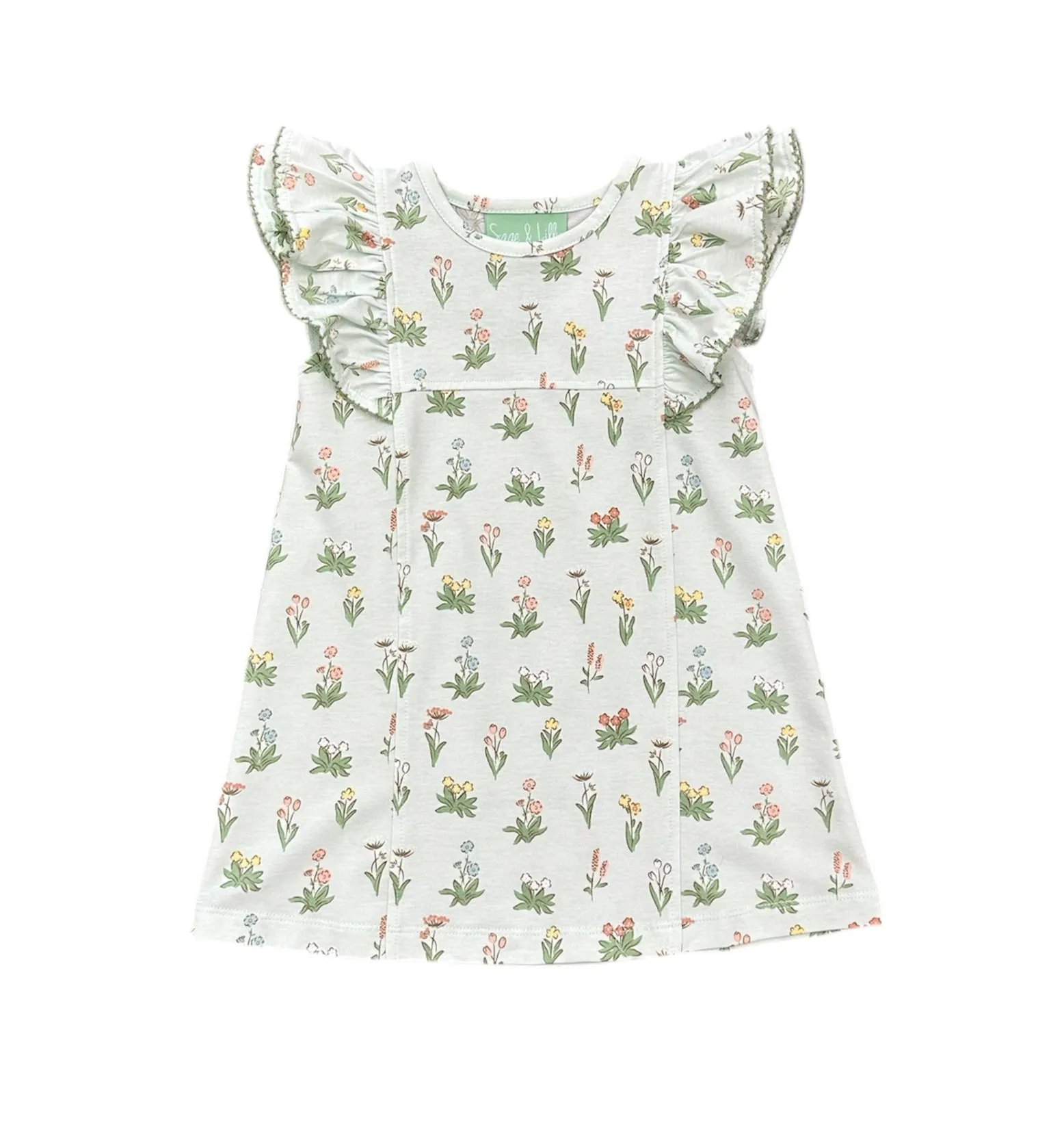 Sage & Lilly Vintage Floral Ruffle Sleeve Dress
