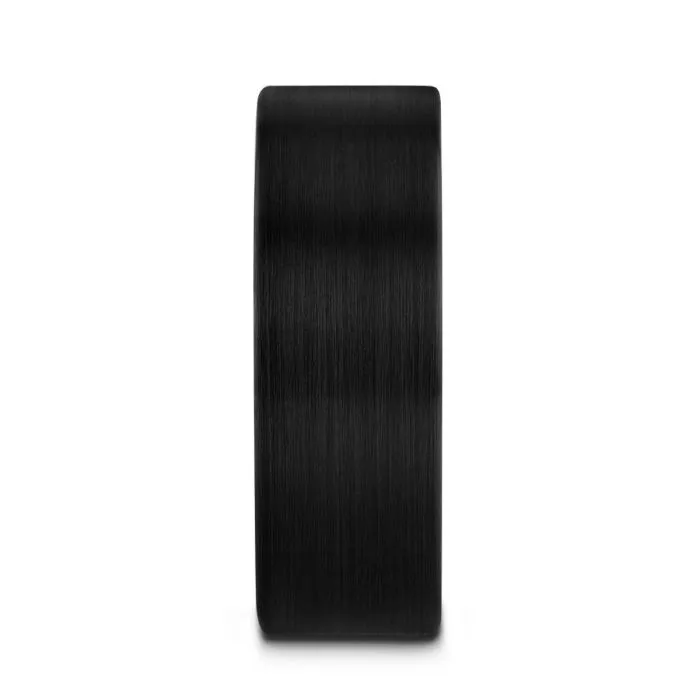 SAN ANTONIO Flat Black Tungsten Carbide Band with Brushed Finish