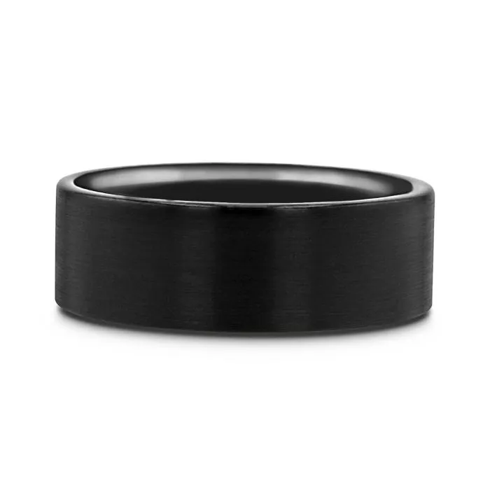 SAN ANTONIO Flat Black Tungsten Carbide Band with Brushed Finish