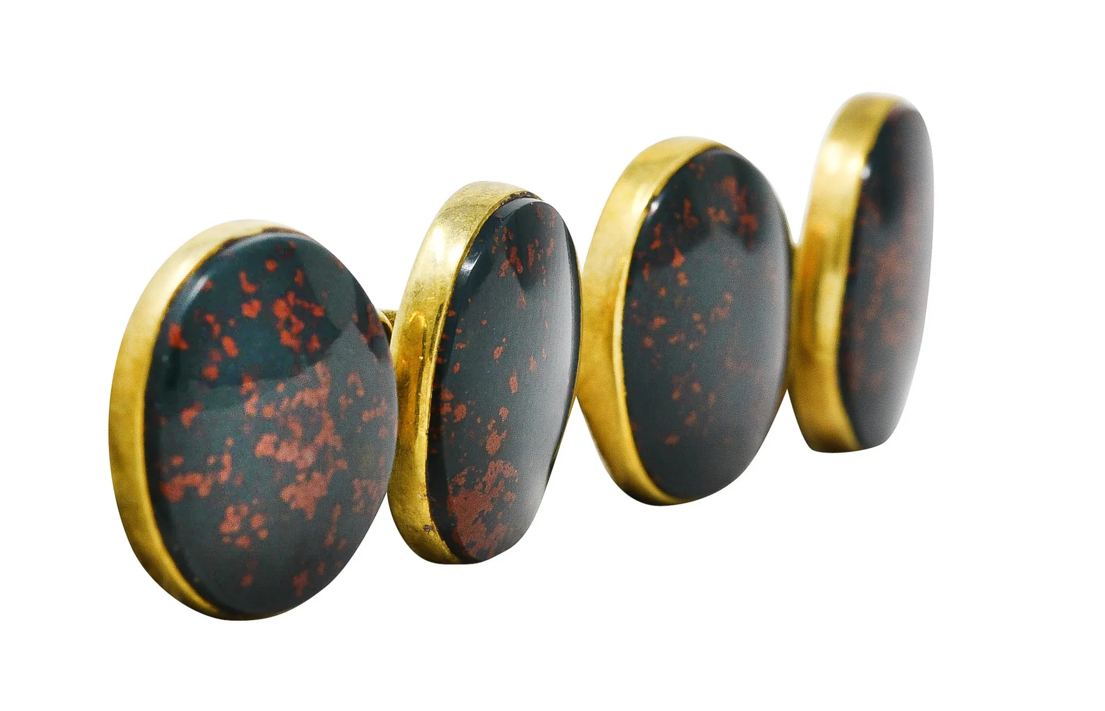 Sansbury & Nellis Early Art Deco Bloodstone 14 Karat Gold Men's Cufflinks