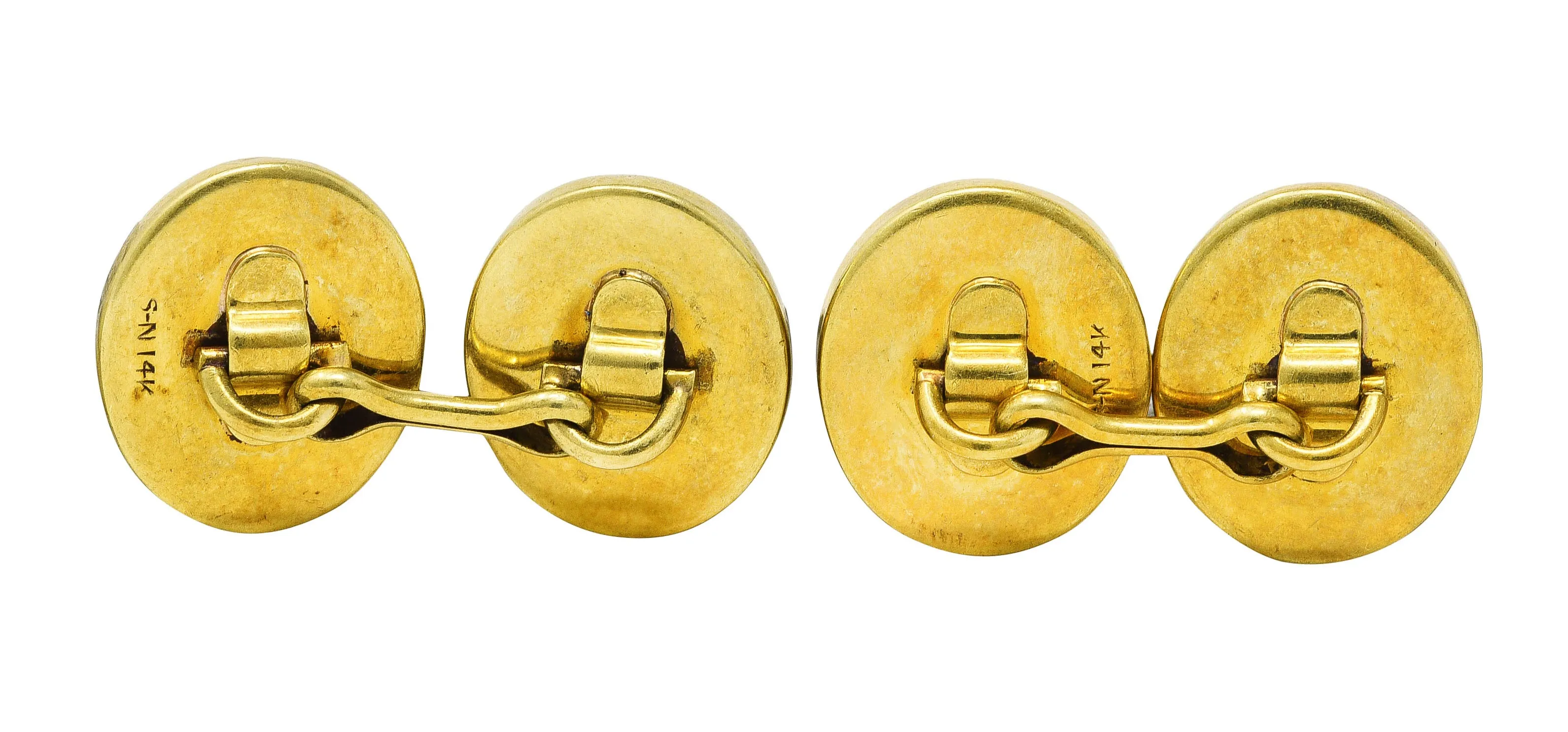 Sansbury & Nellis Early Art Deco Bloodstone 14 Karat Gold Men's Cufflinks