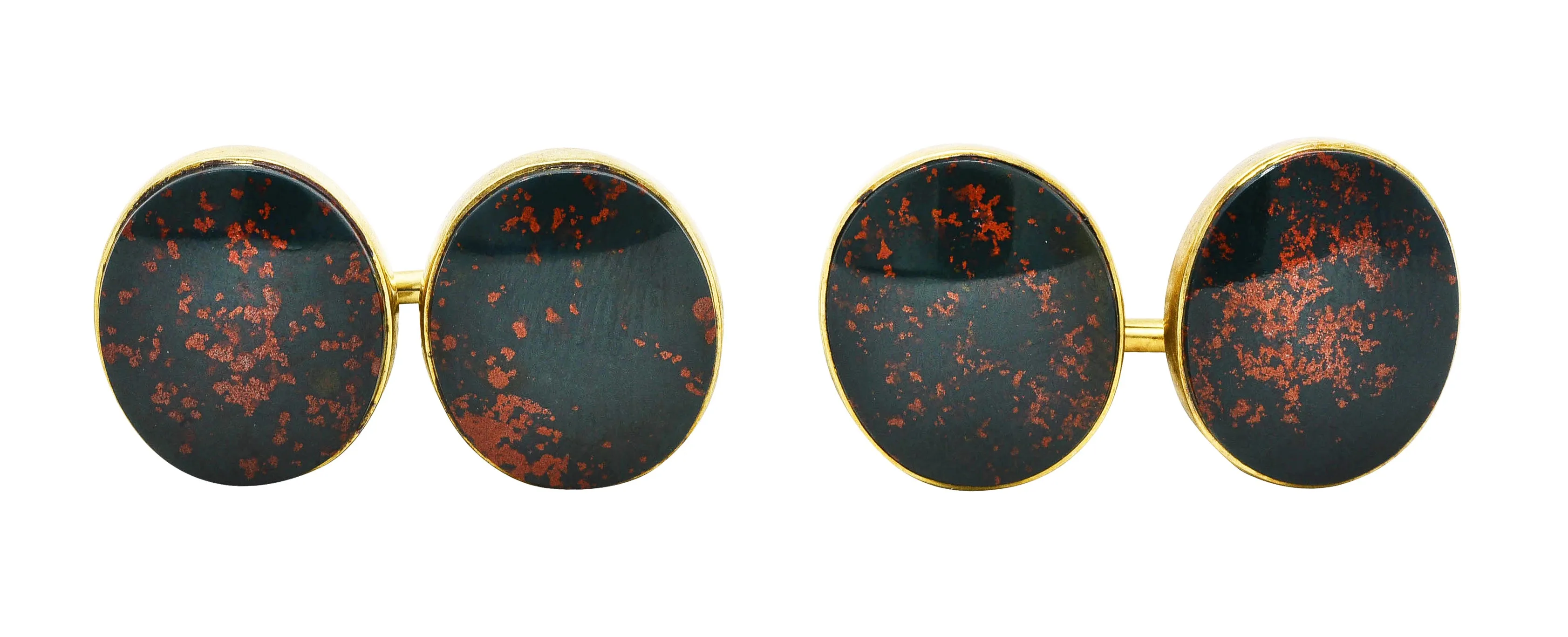 Sansbury & Nellis Early Art Deco Bloodstone 14 Karat Gold Men's Cufflinks