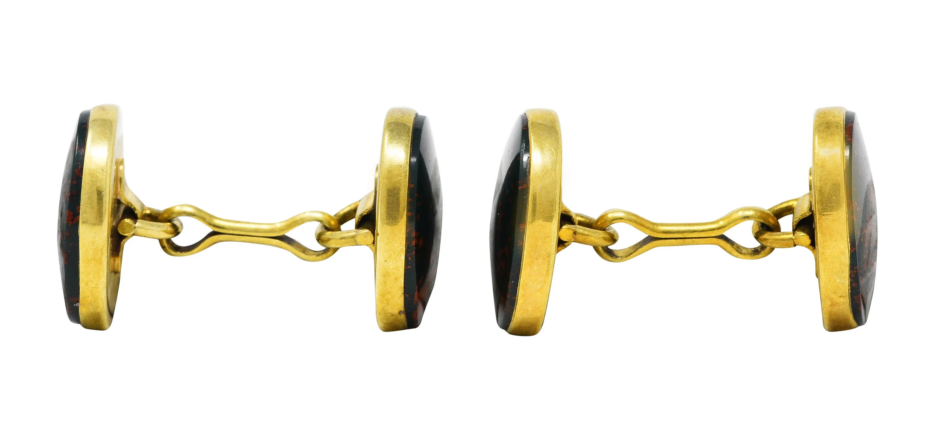 Sansbury & Nellis Early Art Deco Bloodstone 14 Karat Gold Men's Cufflinks