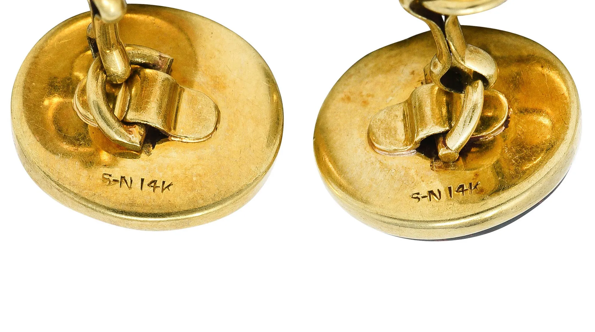 Sansbury & Nellis Early Art Deco Bloodstone 14 Karat Gold Men's Cufflinks