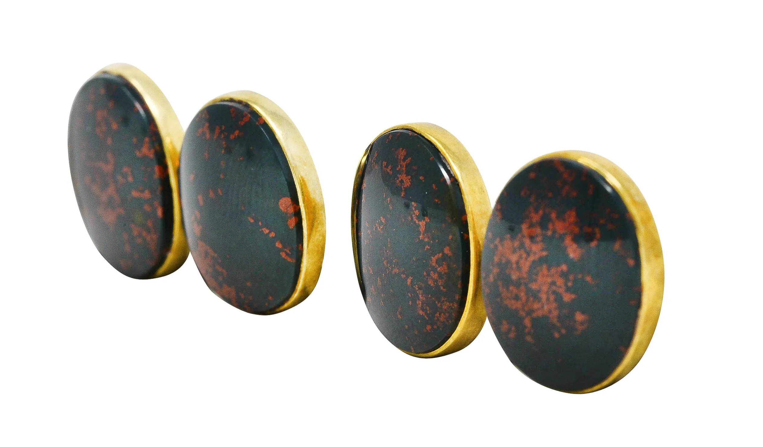 Sansbury & Nellis Early Art Deco Bloodstone 14 Karat Gold Men's Cufflinks