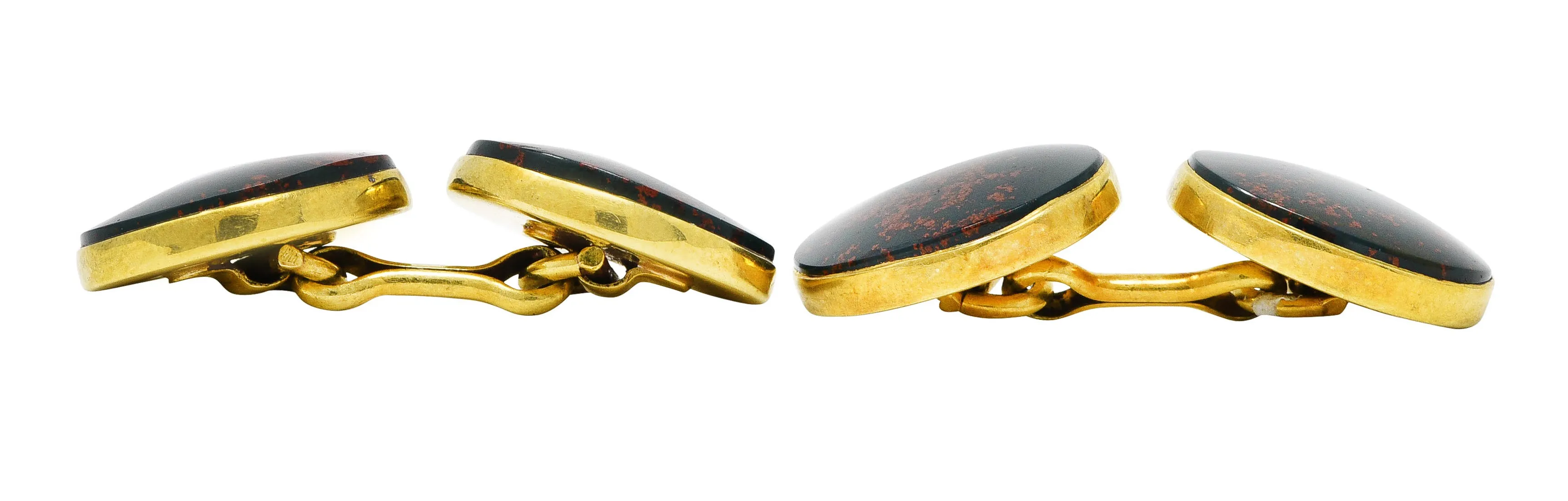 Sansbury & Nellis Early Art Deco Bloodstone 14 Karat Gold Men's Cufflinks