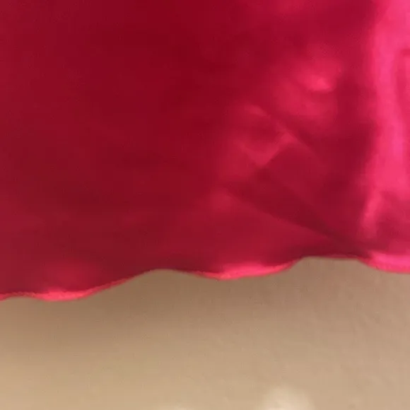 SATIN COWL NECK SLIP MIDI DRESS IN FUSHIA