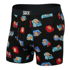Saxx Men's Ultra Soft Boxer Brief Fly - Couch Potato/Black