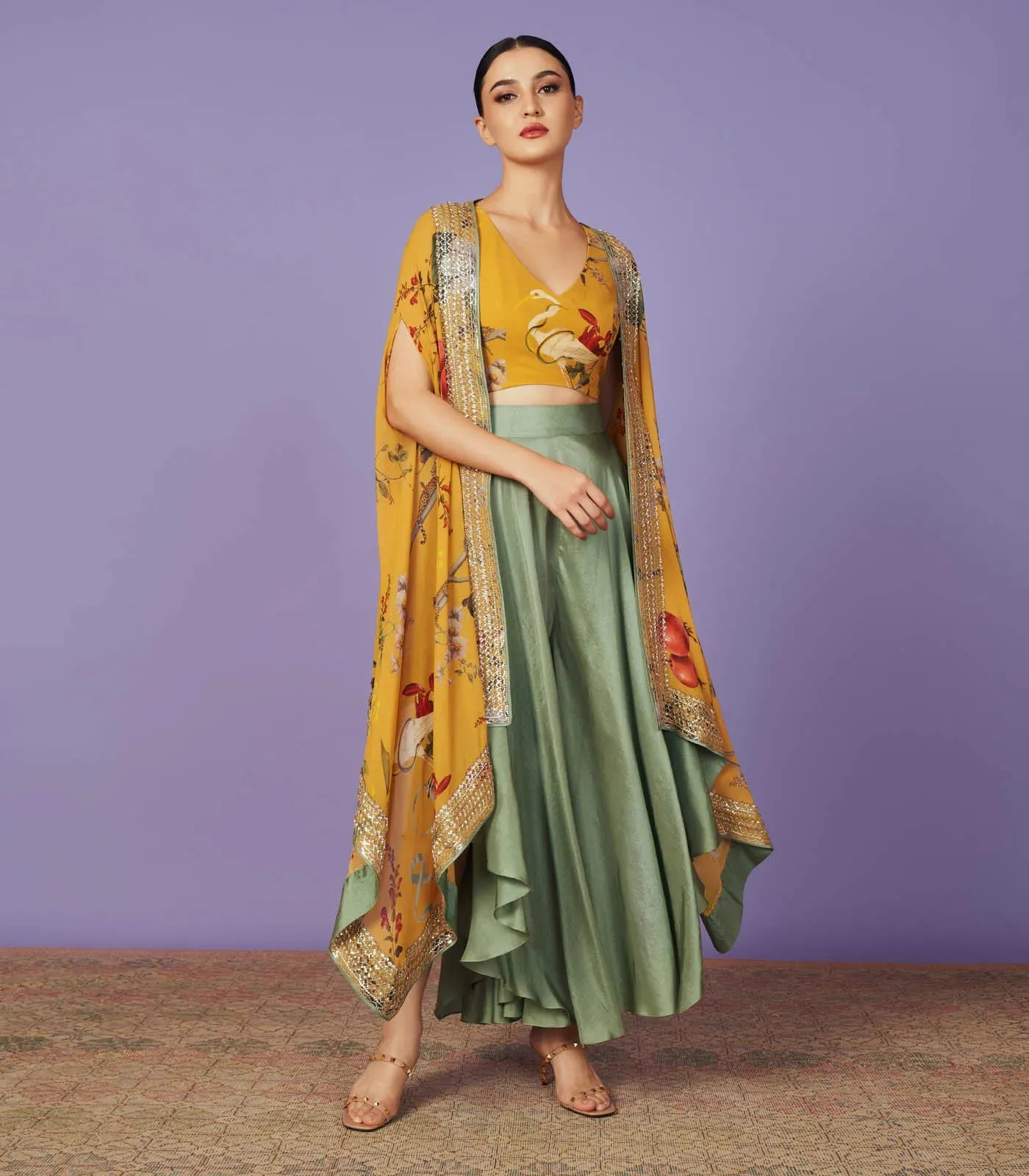 SEQUINS CAPE SET