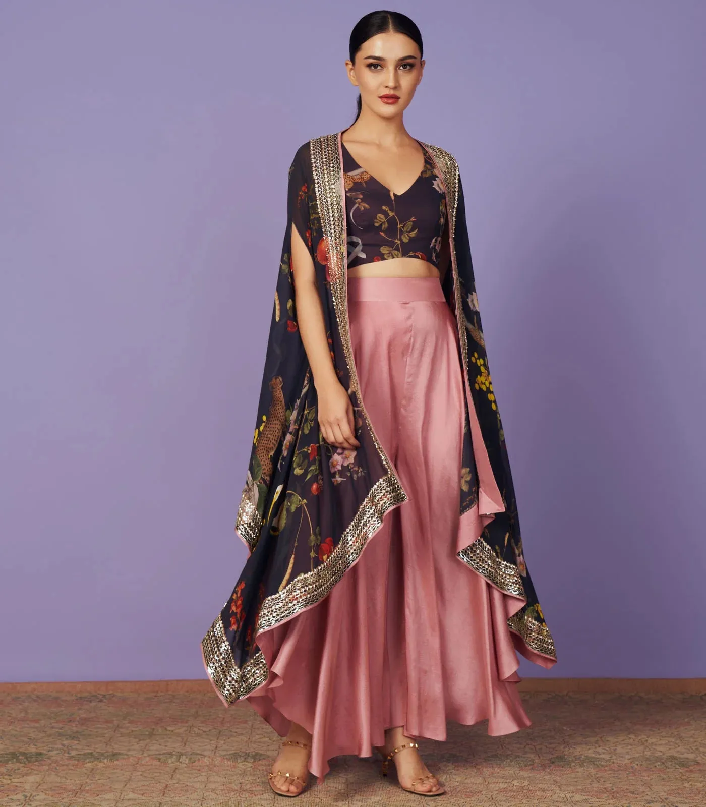SEQUINS CAPE SET