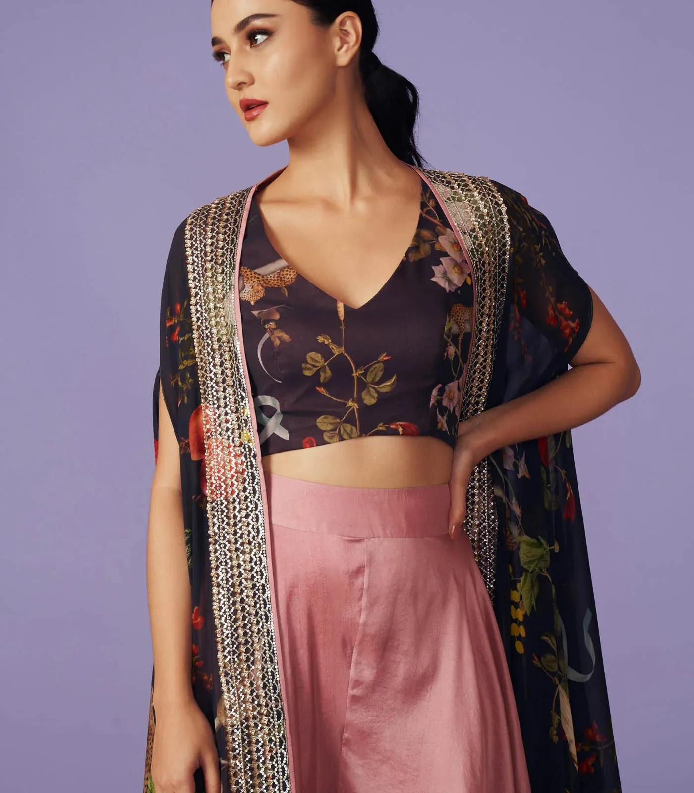 SEQUINS CAPE SET