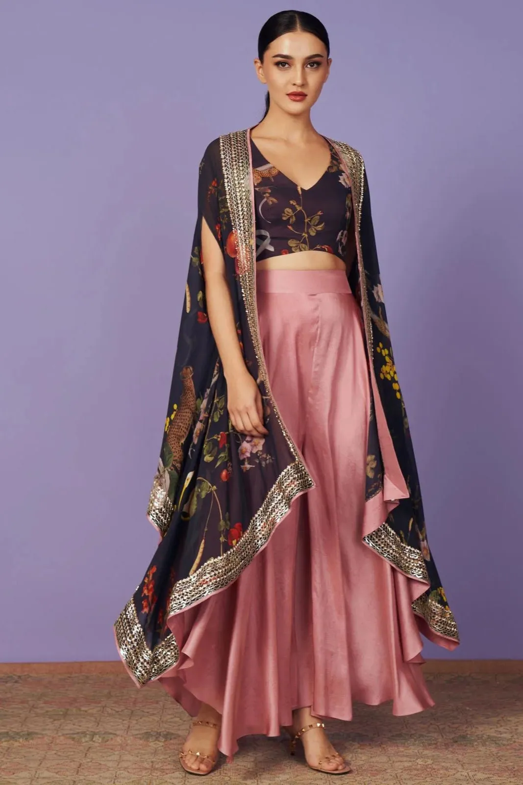 SEQUINS CAPE SET