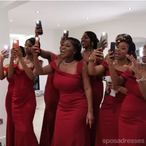 Sexy Red Mermaid Cheap Long Bridesmaid Dresses,WG1638