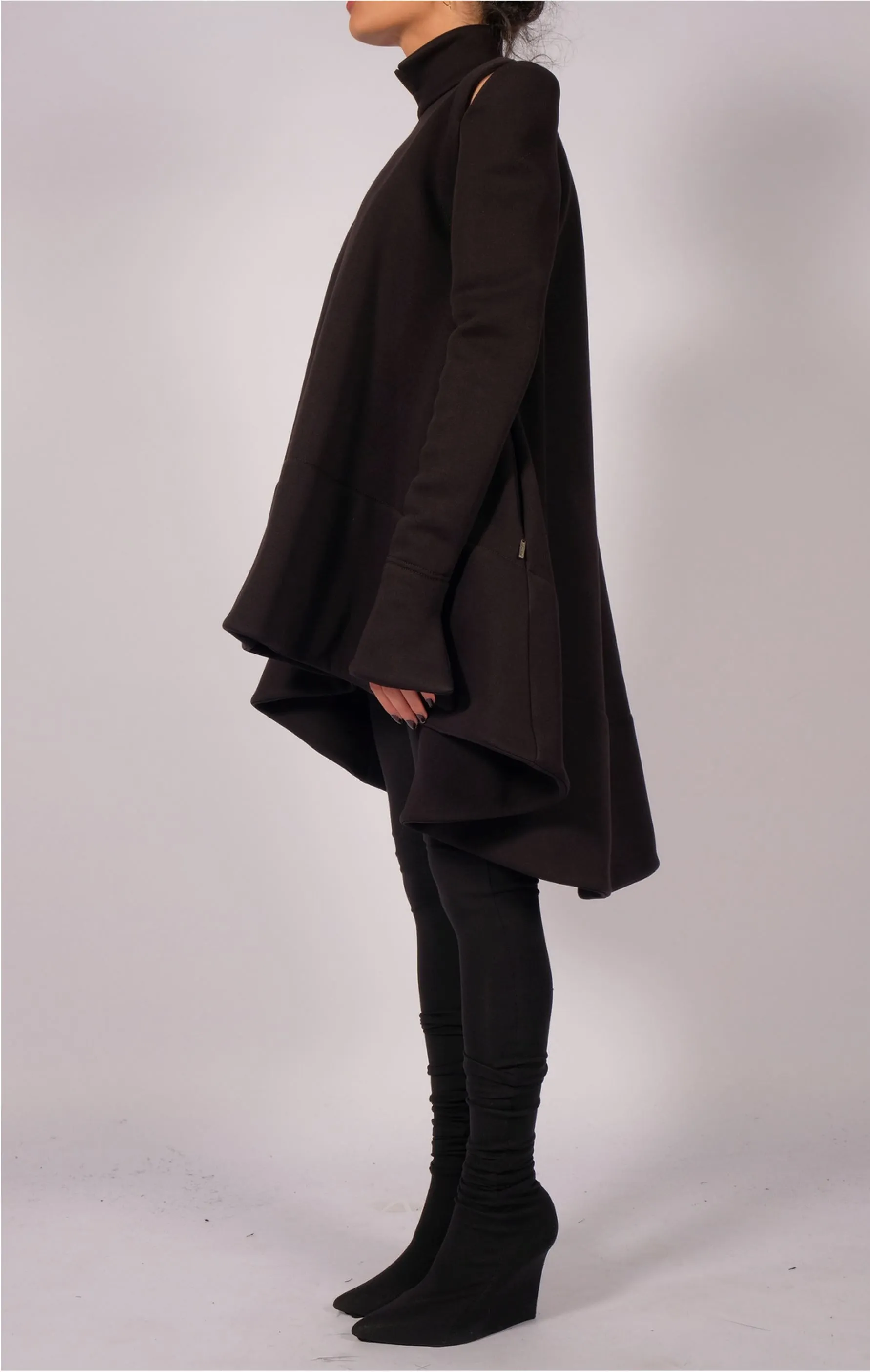 Short Sweatshirt Dress with Shoulder Detail