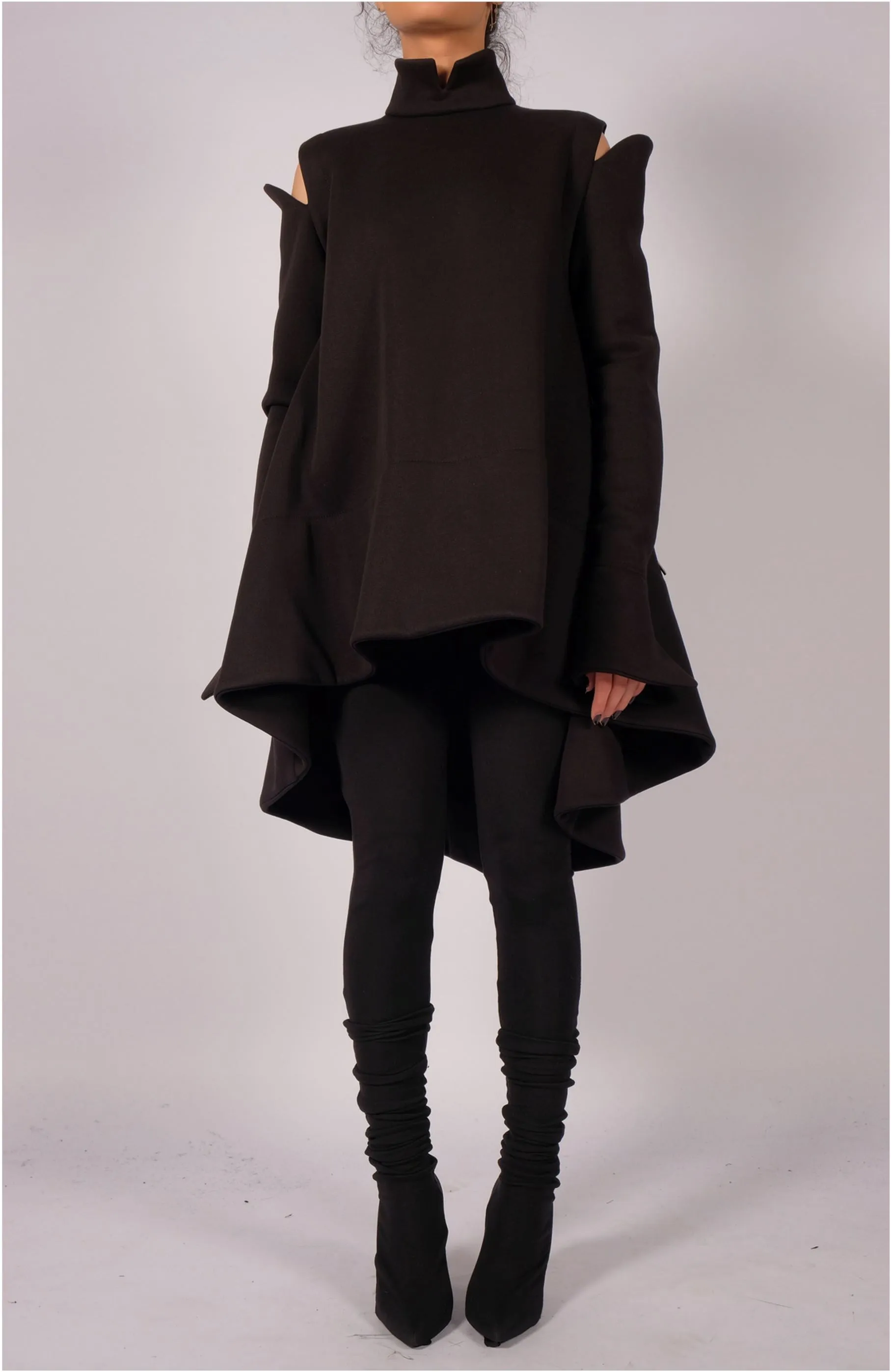 Short Sweatshirt Dress with Shoulder Detail