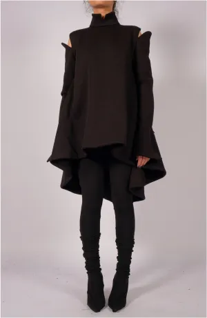 Short Sweatshirt Dress with Shoulder Detail