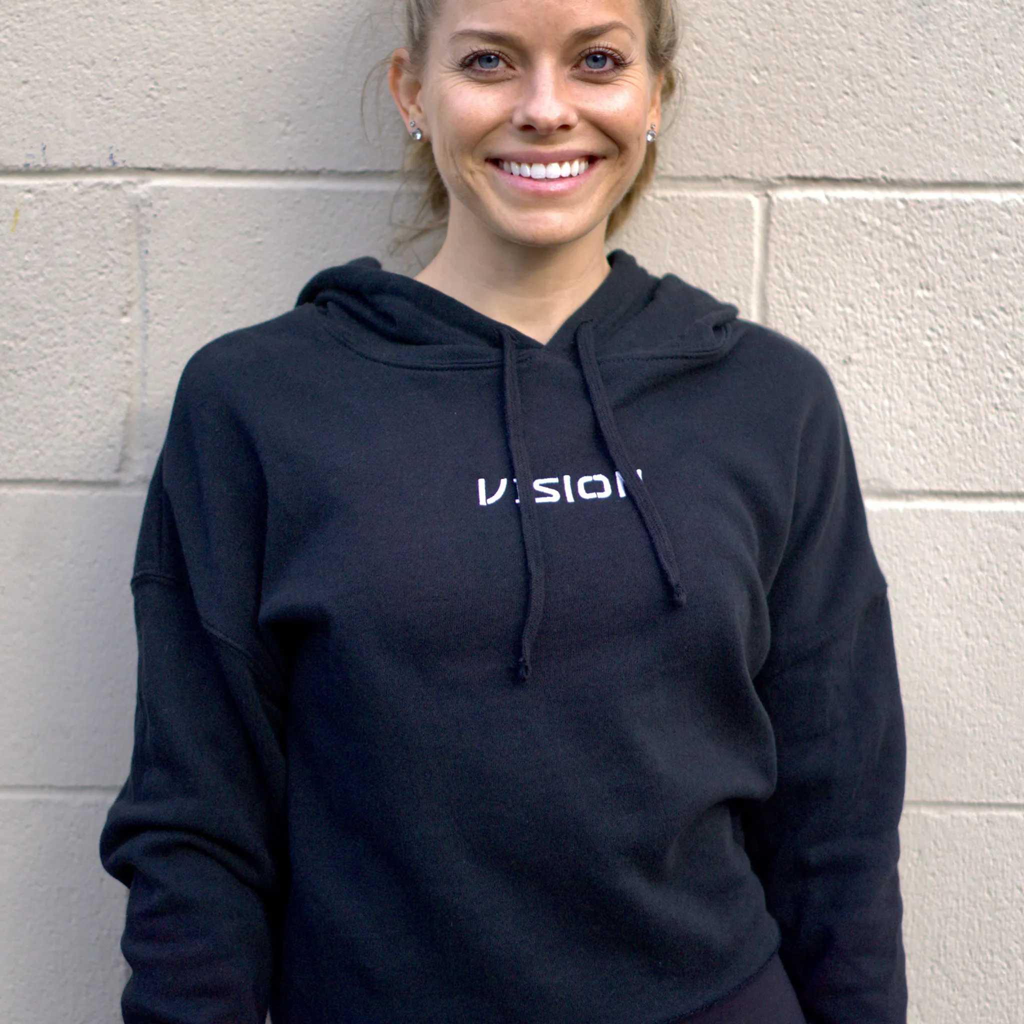 Signature V1SION Lightweight Cropped Hoodie "Black"