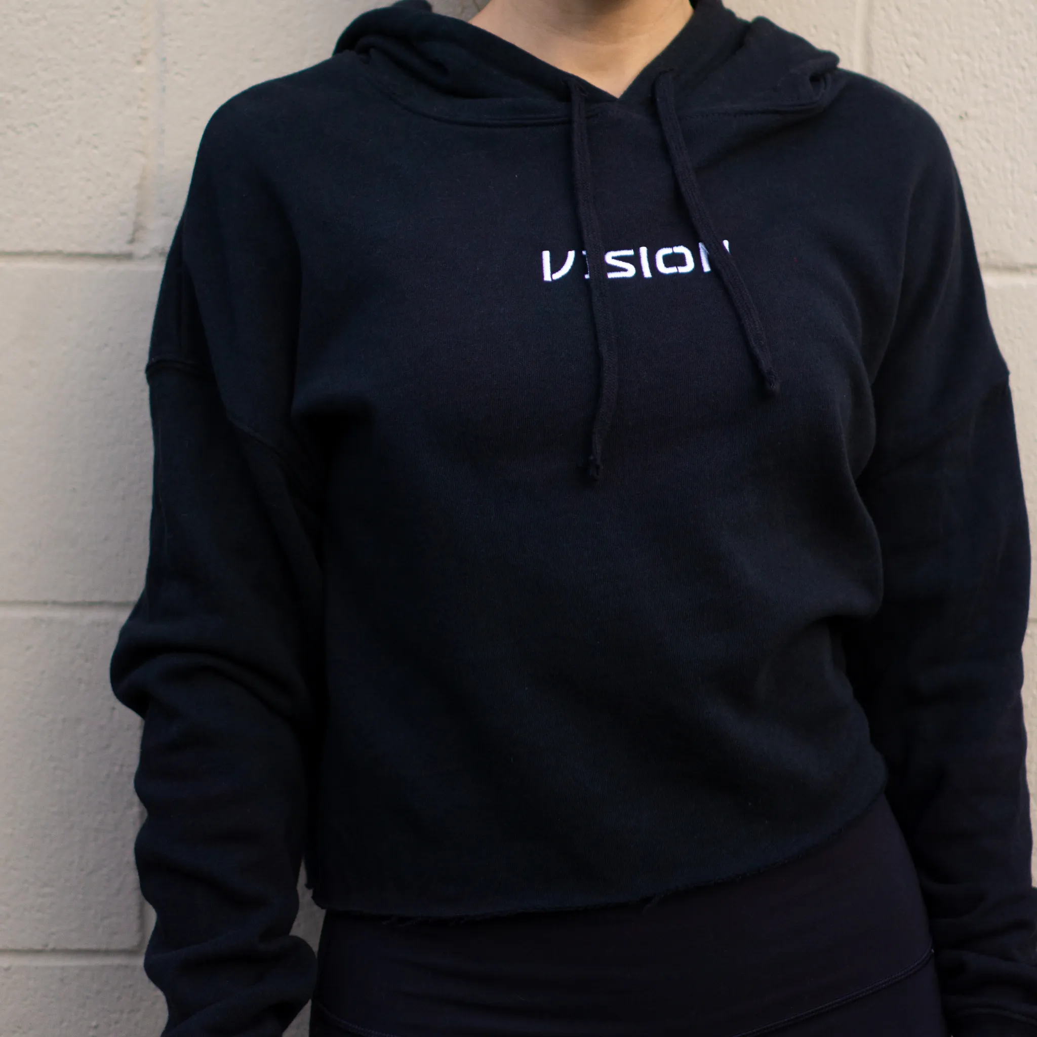Signature V1SION Lightweight Cropped Hoodie "Black"