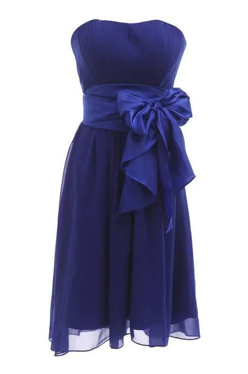 Simple A-line Strapless Knee-length Homecoming Dress With Sash TR0128