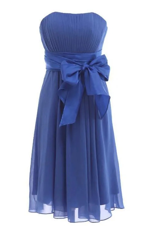 Simple A-line Strapless Knee-length Homecoming Dress With Sash TR0128