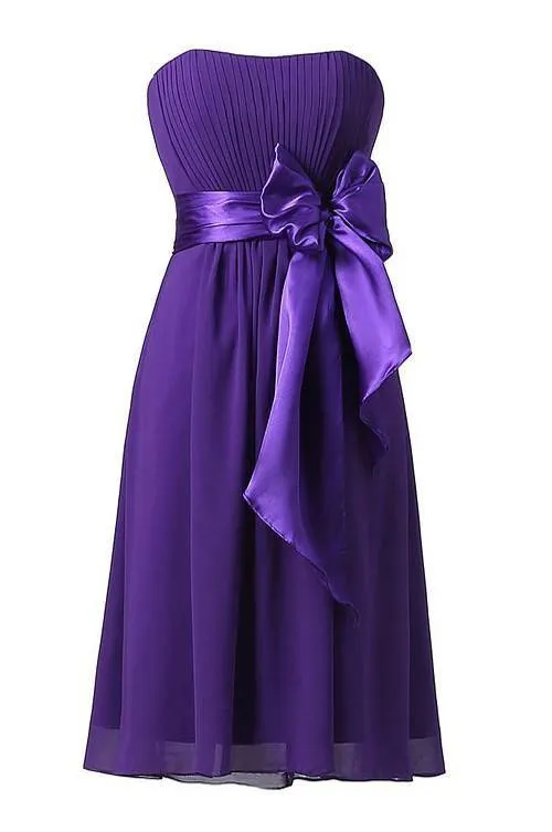 Simple A-line Strapless Knee-length Homecoming Dress With Sash TR0128