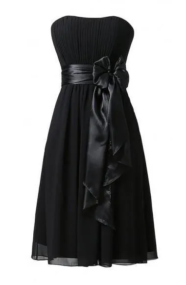 Simple A-line Strapless Knee-length Homecoming Dress With Sash TR0128