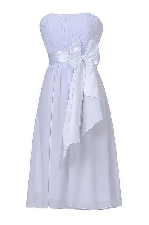 Simple A-line Strapless Knee-length Homecoming Dress With Sash TR0128