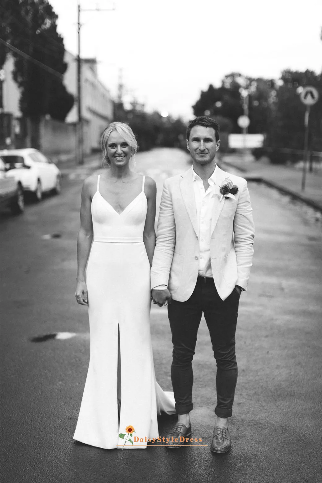 Simple Modern Sexy Slit Wedding Dress