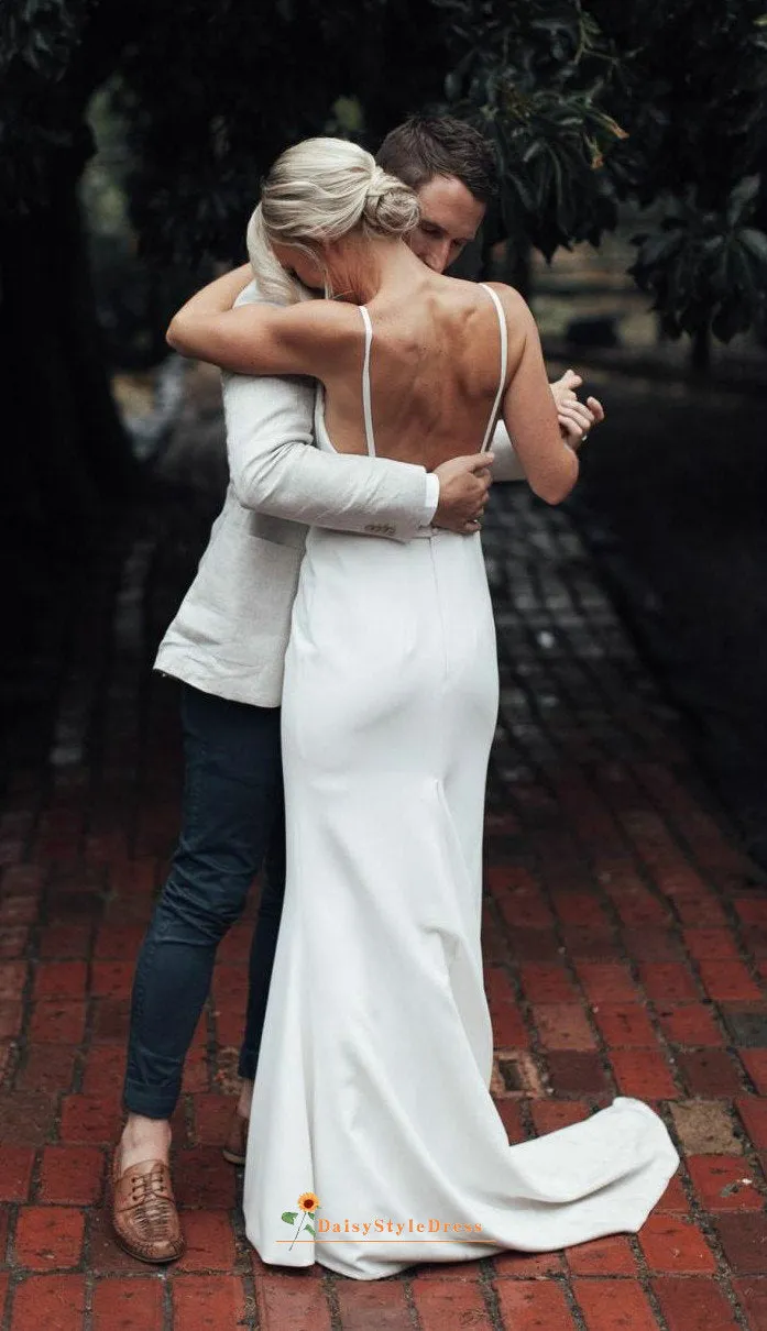 Simple Modern Sexy Slit Wedding Dress