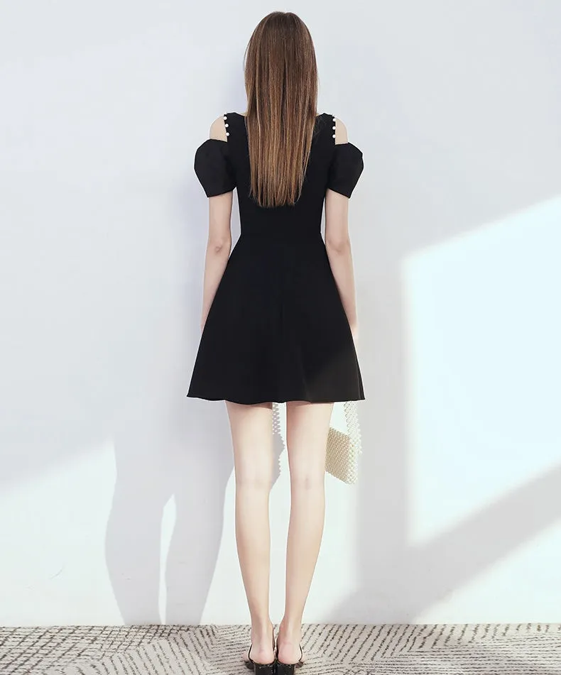 Simple Style Black Short Prom Dress Vintage Cute Homecoming Dress K923