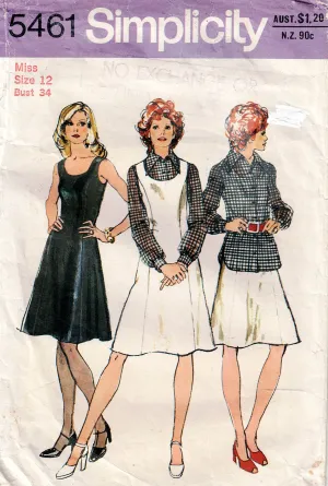 Simplicity 5461 Womens Princess Dress & Puff Sleeved Blouse 1970s Vintage Sewing Pattern Size 12 Bust 34 inches