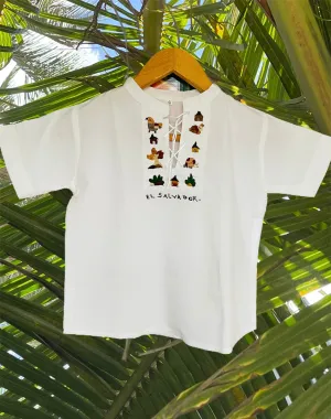 Size 8: 7/8 Traditional Embroidered Shirt from El Salvador-Camisa de niñxs bordado