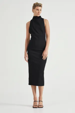 SKIPPING STONE MIDI DRESS | BLACK