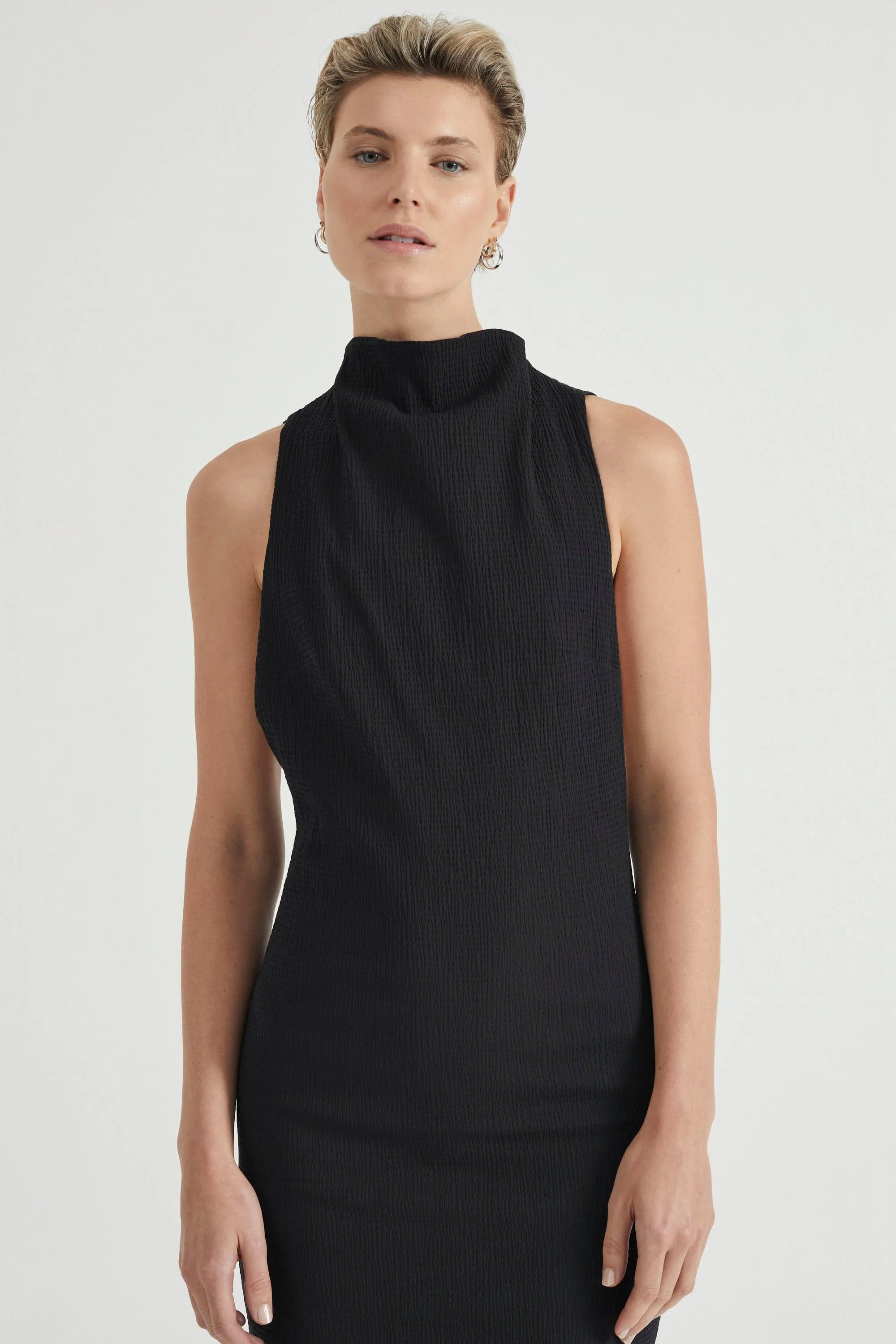 SKIPPING STONE MIDI DRESS | BLACK