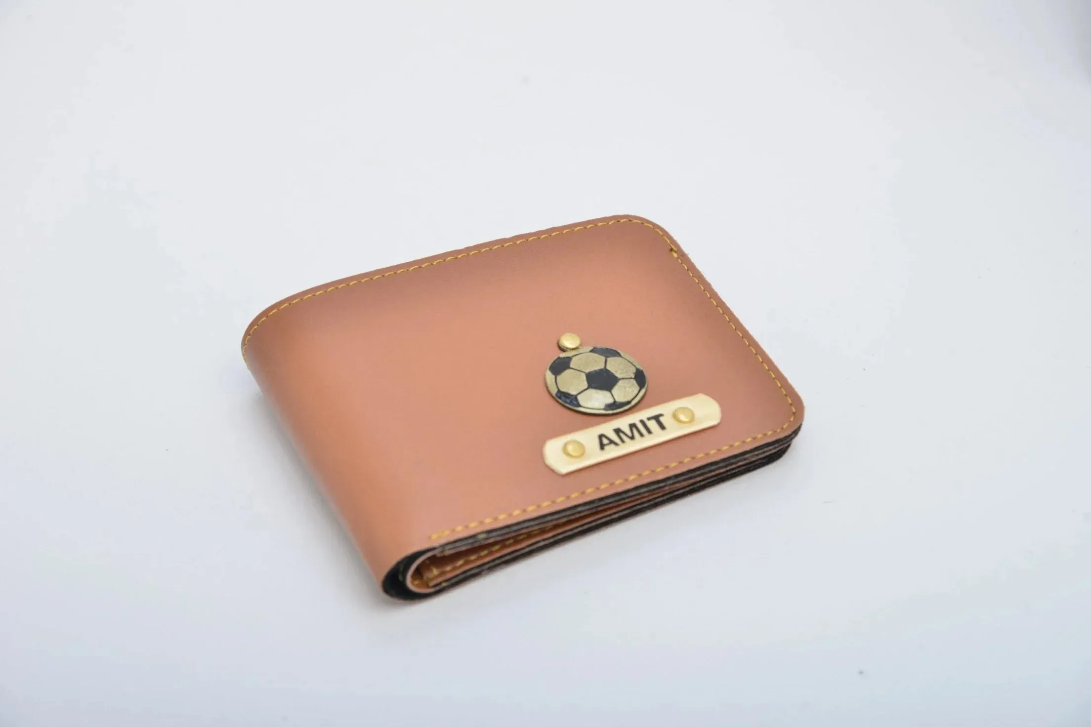 Sling Bag & Men's Wallet & Personalised Couple Rainbow Classic WaterBottle - Tan