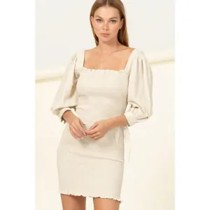 Smocked Dress with Puff Sleeves