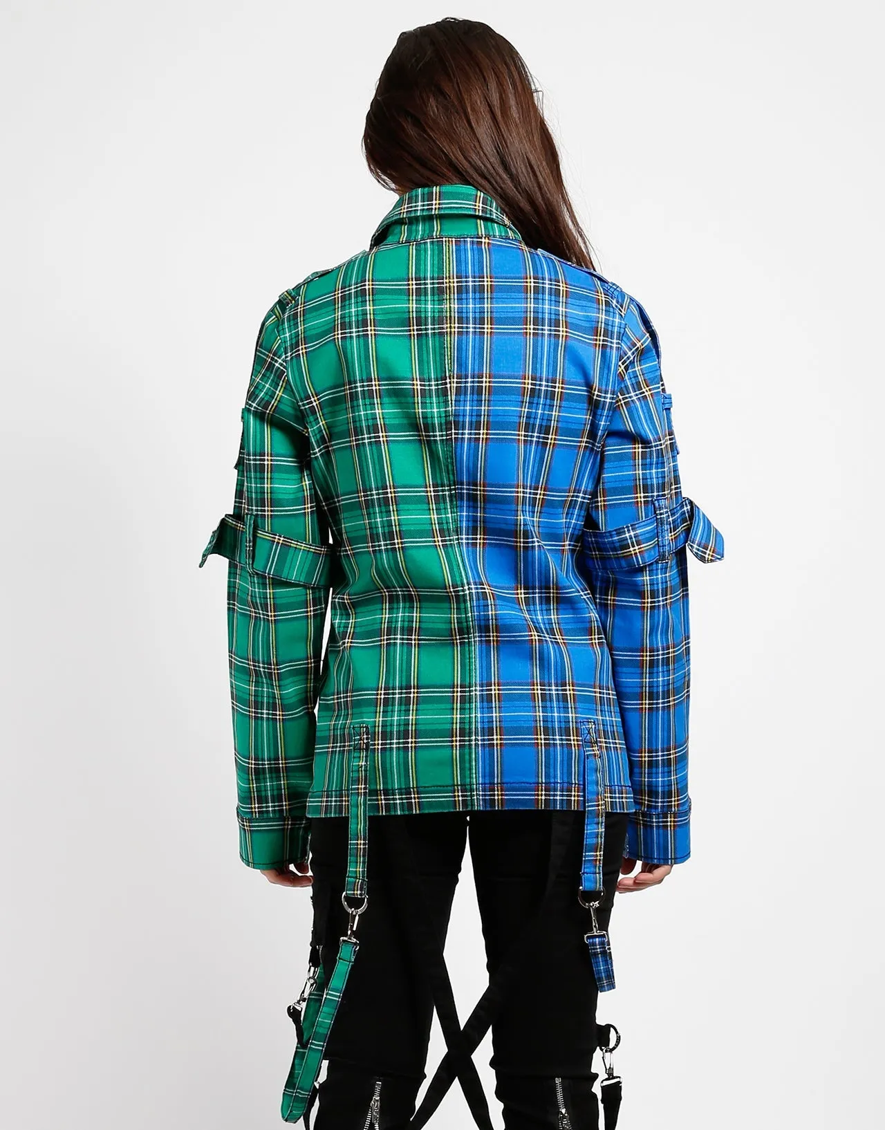 SPLIT PUNK JACKET BLUE/GREEN PLAID