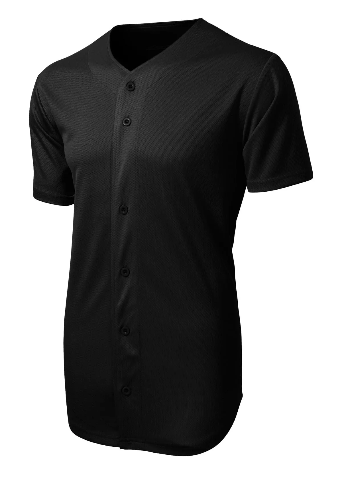 Sport-Tek PosiCharge Tough Mesh Full-Button Jersey. ST220 Black