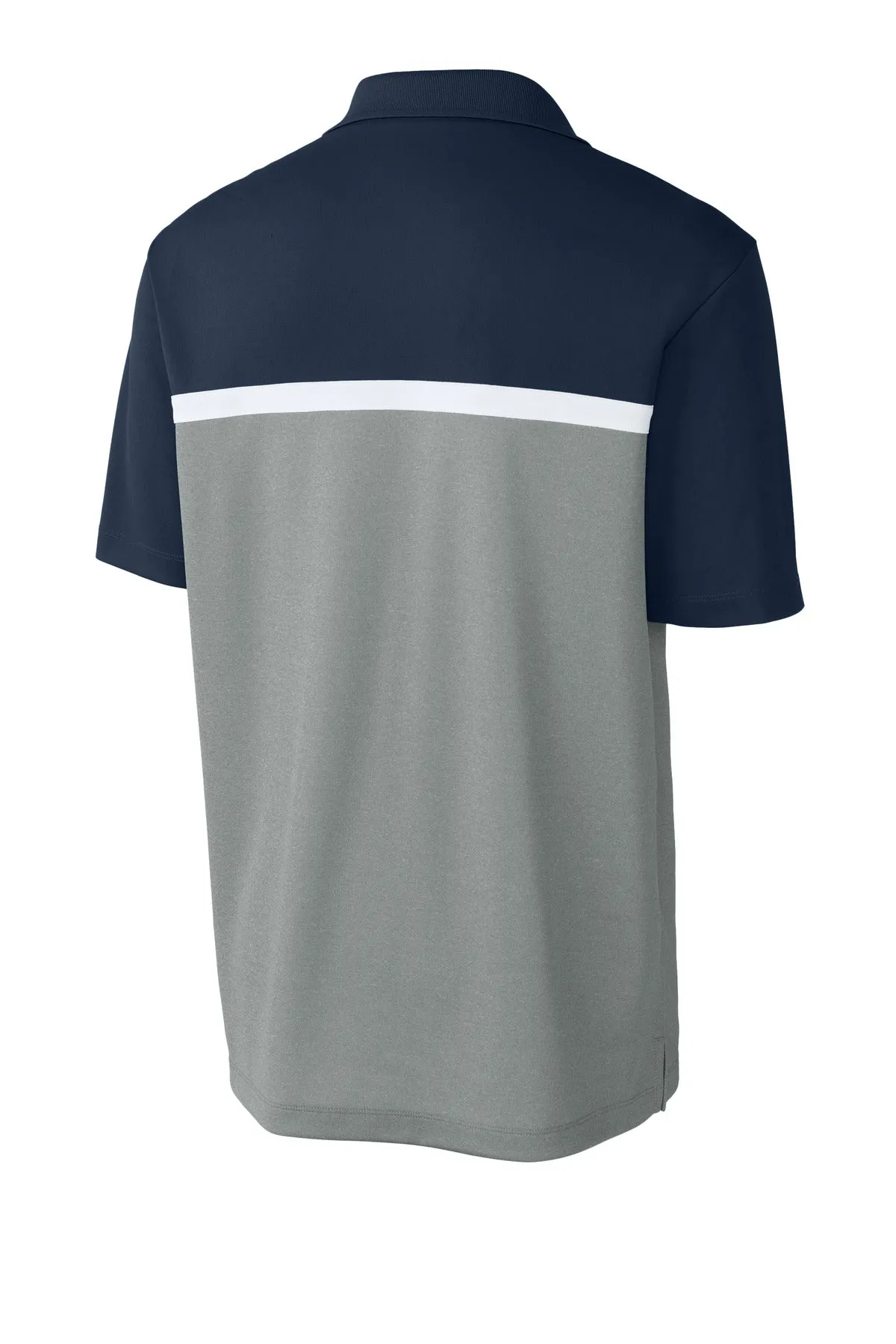 Sport-Tek UV Micropique Colorblock Polo ST741 True Navy/ Grey Concrete Heather/ White