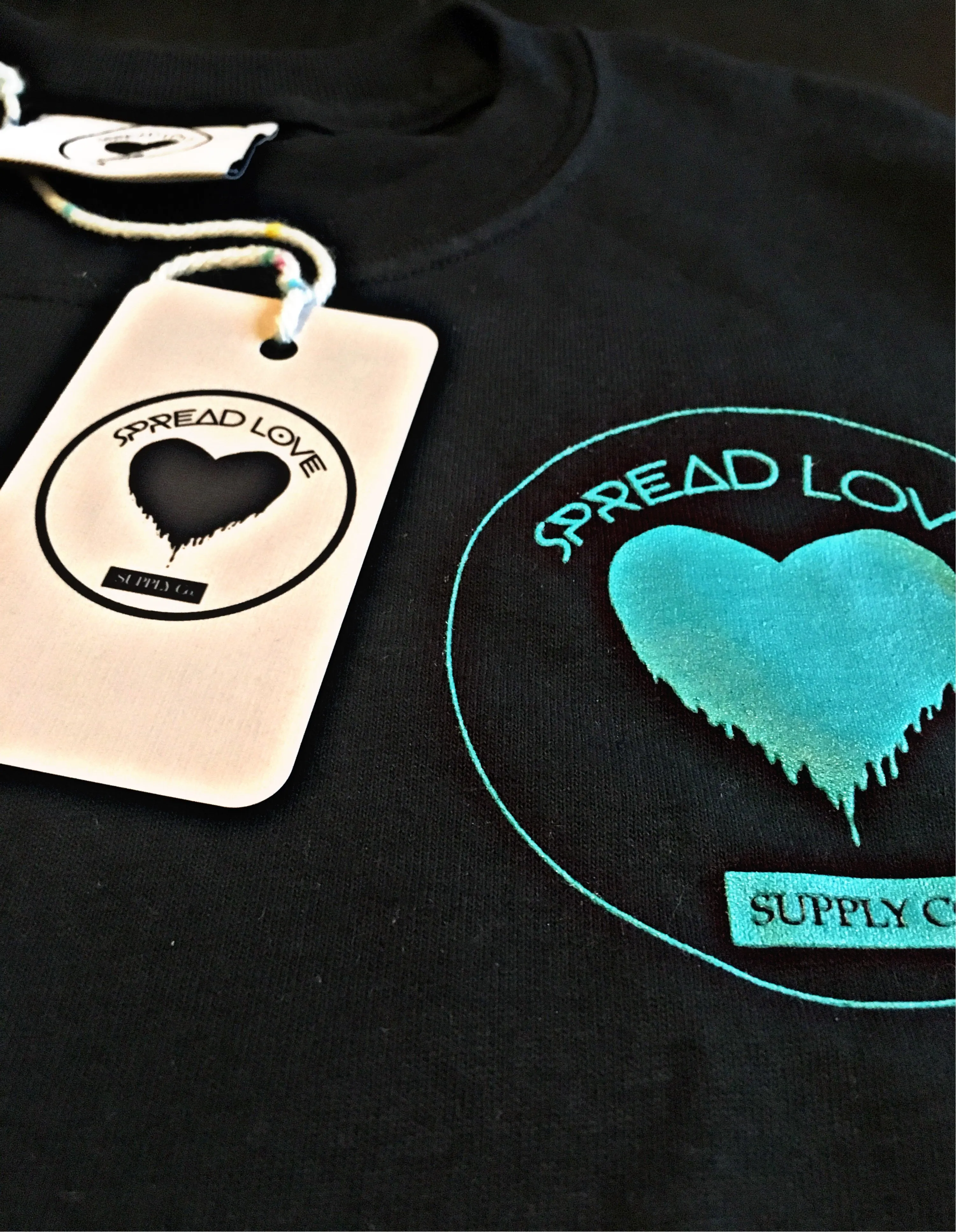 Spread Love Classic Graphic Tee (Black & Teal)