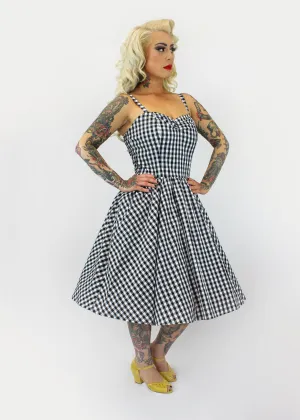 Spring Gingham Dress - Black and White #SCD-BW