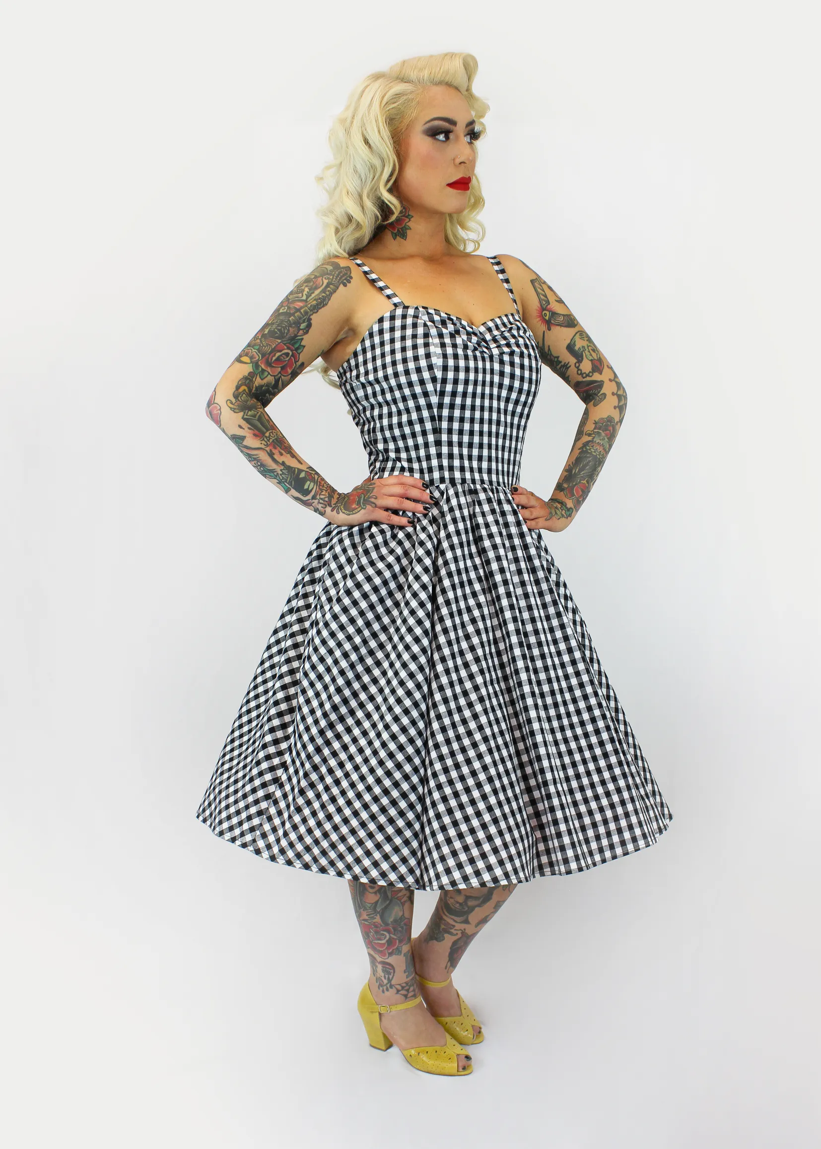 Spring Gingham Dress - Black and White #SCD-BW