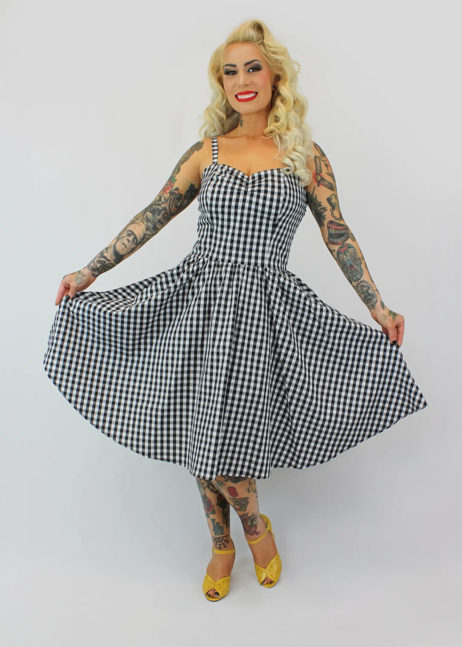 Spring Gingham Dress - Black and White #SCD-BW