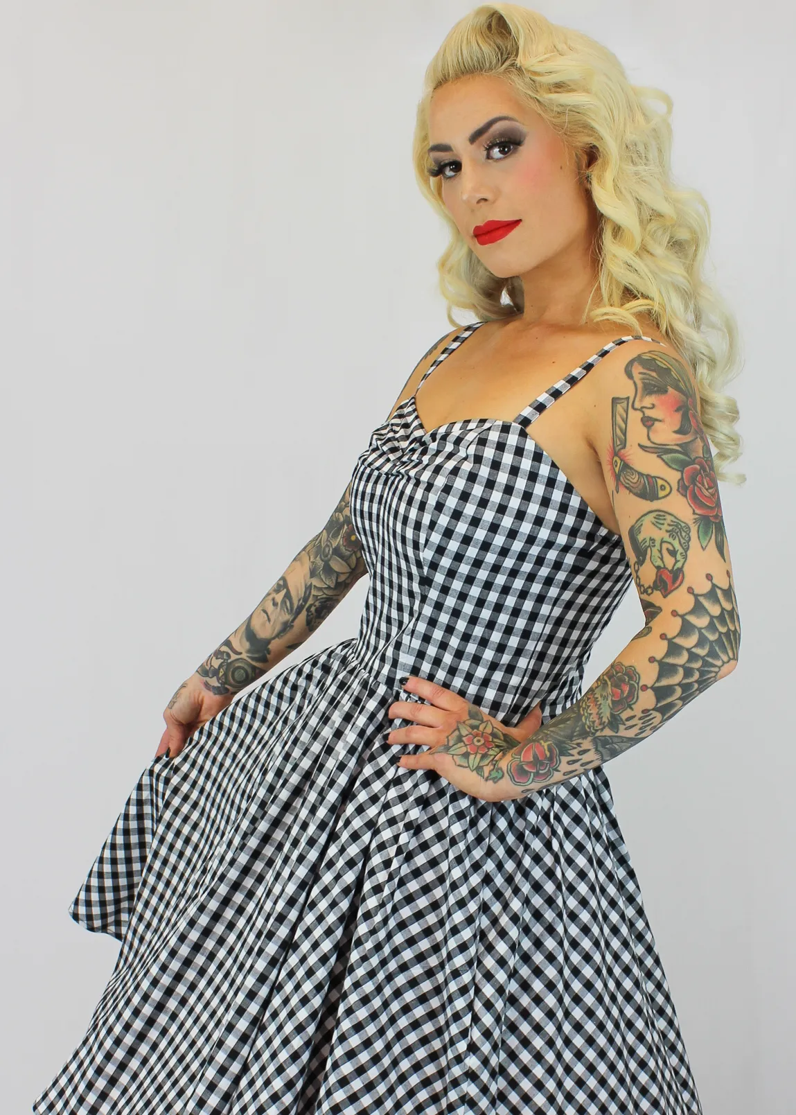 Spring Gingham Dress - Black and White #SCD-BW
